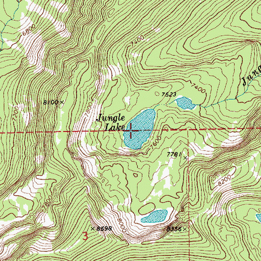 Topographic Map of Jungle Lake, ID