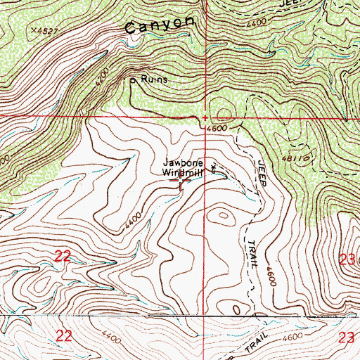 Topographic Map of Devils Jawbone Tank, AZ