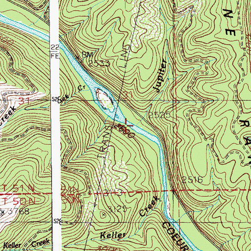 Topographic Map of Jupiter Creek, ID