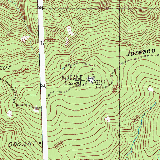 Topographic Map of Jureano Mountain, ID