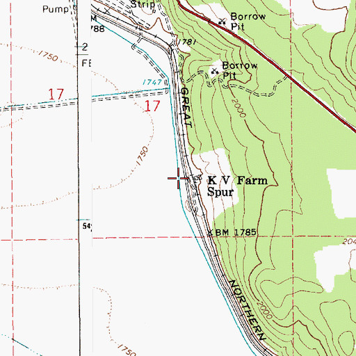 Topographic Map of KV Farm Spur, ID