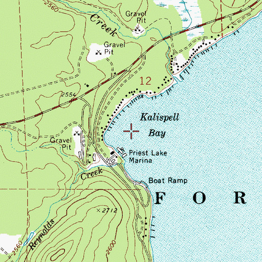 Topographic Map of Kalispell Bay, ID