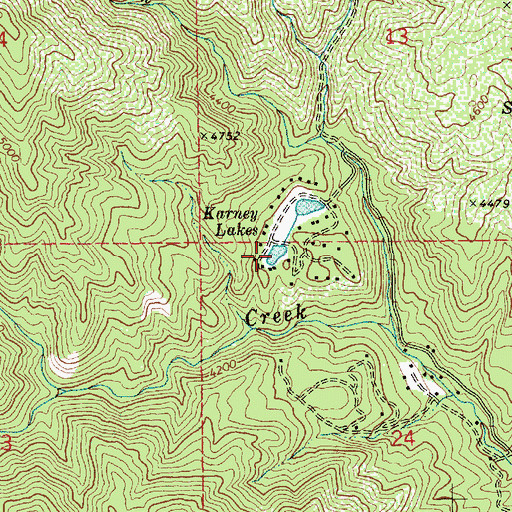 Topographic Map of Karney Lakes, ID