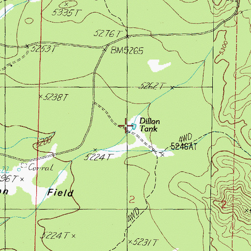 Topographic Map of Dillon Tank, AZ
