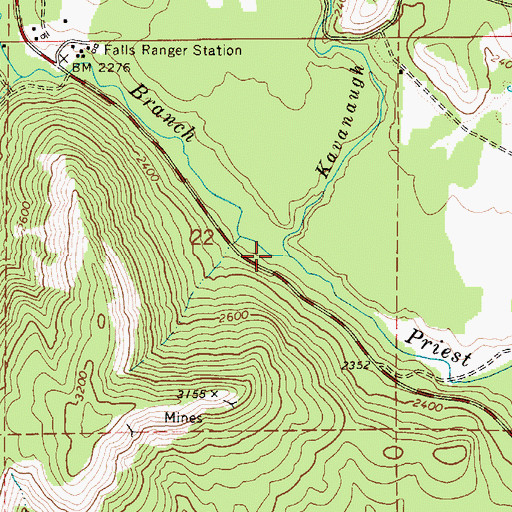 Topographic Map of Kavanaugh Creek, ID