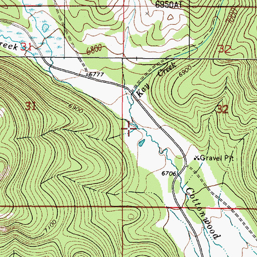 Topographic Map of Kay Creek, ID