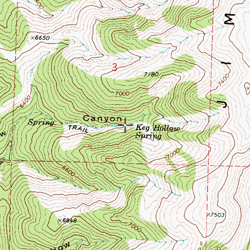 Topographic Map of Keg Hollow Spring, ID