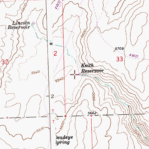 Topographic Map of Keith Reservoir, ID