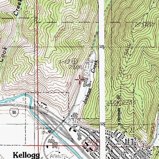 Topographic Map of Kellogg High School, ID