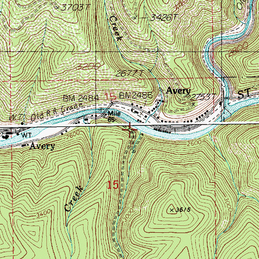 Topographic Map of Kelley Creek, ID