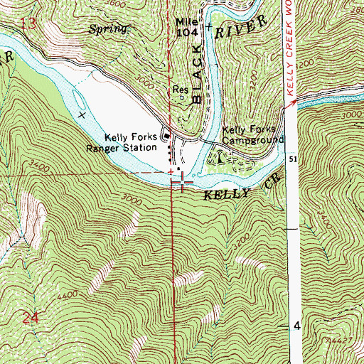 Topographic Map of Kelly Creek, ID