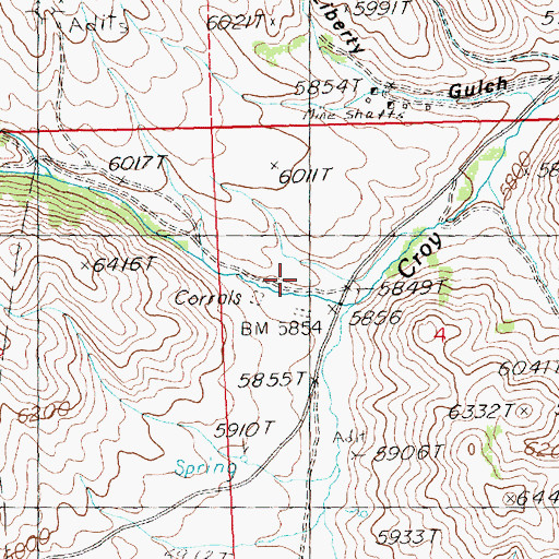 Topographic Map of Kelly Gulch, ID