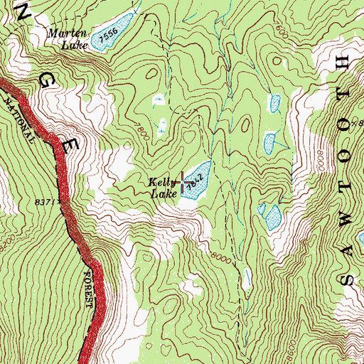 Topographic Map of Kelly Lake, ID