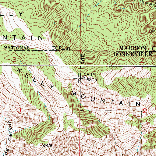 Topographic Map of Kelly Mountain, ID