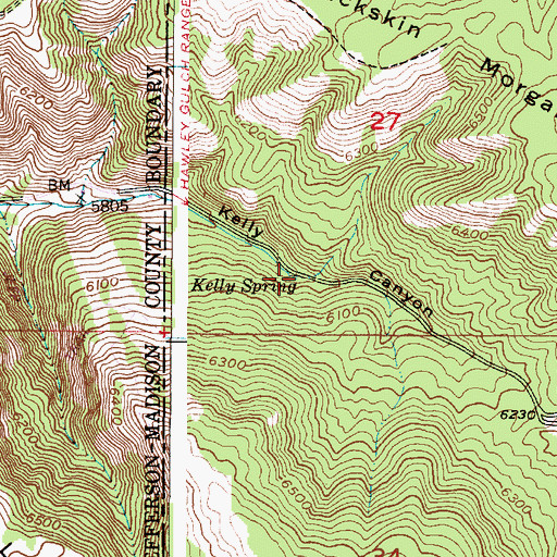 Topographic Map of Kelly Spring, ID