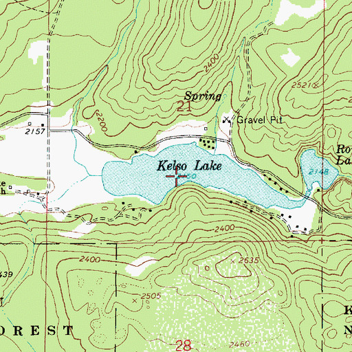 Topographic Map of Kelso Lake, ID