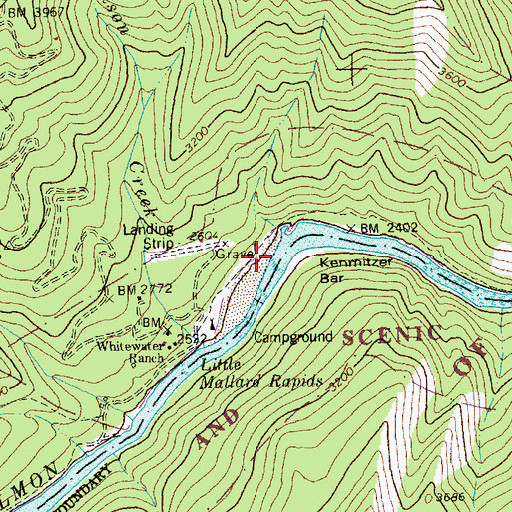 Topographic Map of Kenmitzer Bar, ID