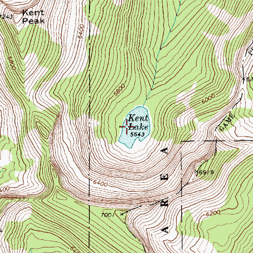 Topographic Map of Kent Lake, ID