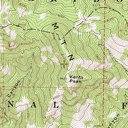 Topographic Map of Kents Peak, ID
