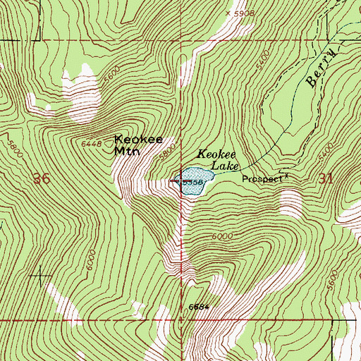 Topographic Map of Keokee Lake, ID