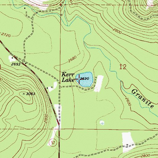 Topographic Map of Kerr Lake, ID