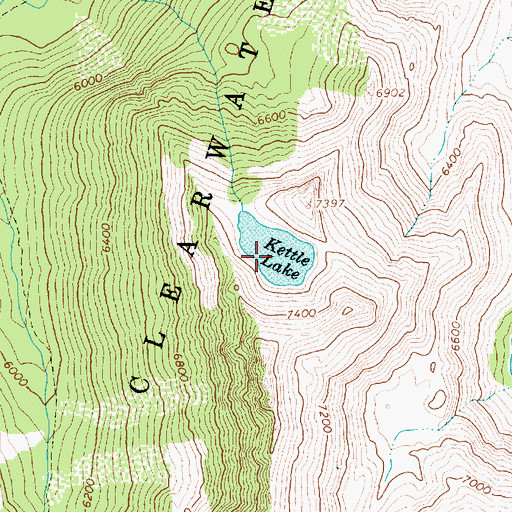 Topographic Map of Kettle Lake, ID