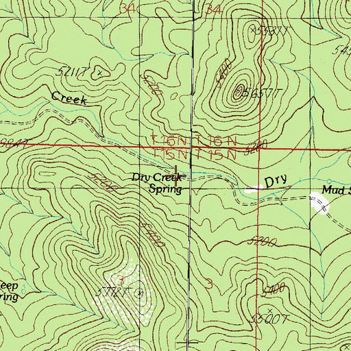 Topographic Map of Dry Creek Spring, AZ
