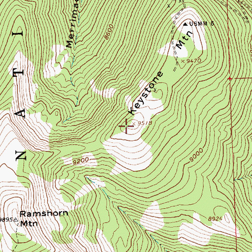 Topographic Map of Keystone Mountain, ID