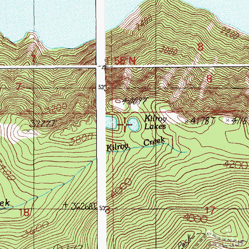 Topographic Map of Kilroy Lakes, ID