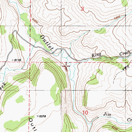 Topographic Map of King Creek, ID