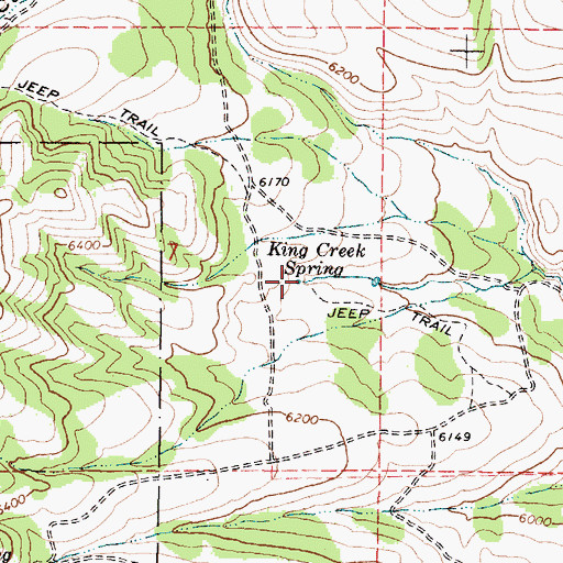 Topographic Map of King Creek Spring, ID