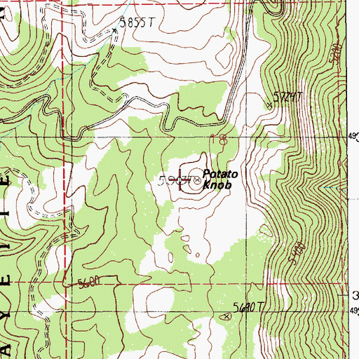 Topographic Map of Potato Knob, ID