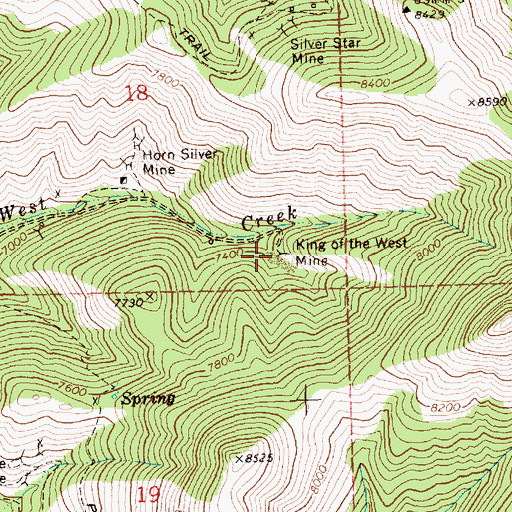 Topographic Map of King of the West Mine, ID