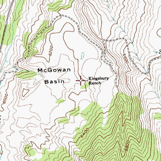 Topographic Map of Kingsbury Ranch, ID