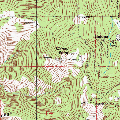 Topographic Map of Kinney Point, ID