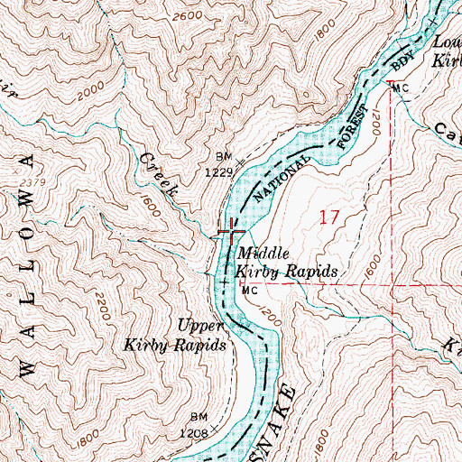 Topographic Map of Kirby Creek, ID