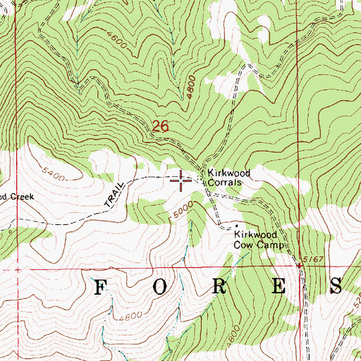 Topographic Map of Kirkwood Corrals, ID