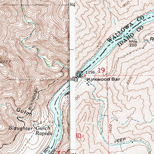 Topographic Map of Kirkwood Creek, ID