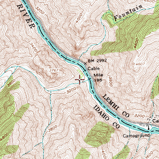 Topographic Map of Kitchen Creek, ID