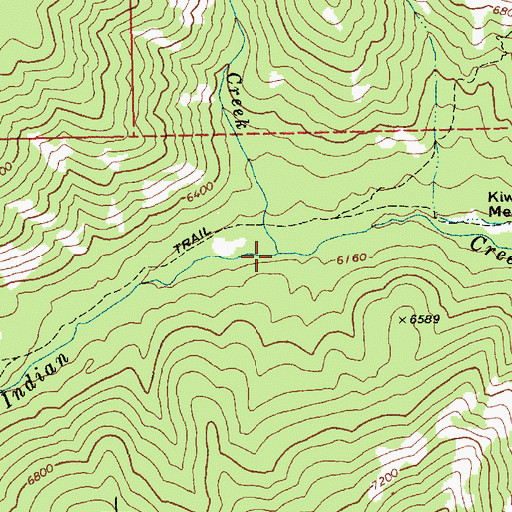 Topographic Map of Kiwah Creek, ID