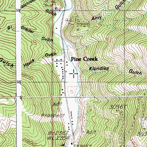Topographic Map of Klondike Gulch, ID