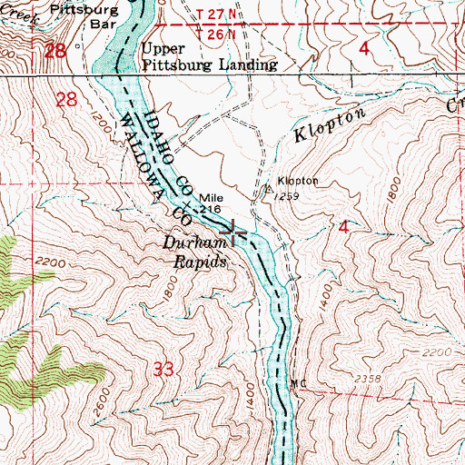 Topographic Map of Klopton Creek, ID