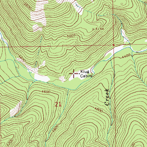 Topographic Map of Klug Cabin, ID