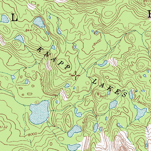 Topographic Map of Knapp Lakes, ID