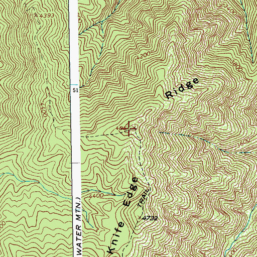 Topographic Map of Knife Edge Ridge, ID