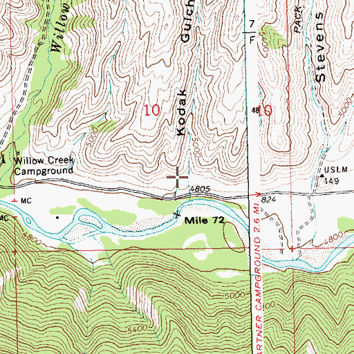 Topographic Map of Kodak Gulch, ID
