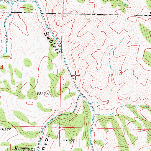 Topographic Map of Kossman Canyon, ID