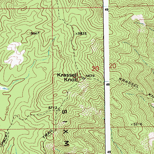 Topographic Map of Krassell Knob, ID