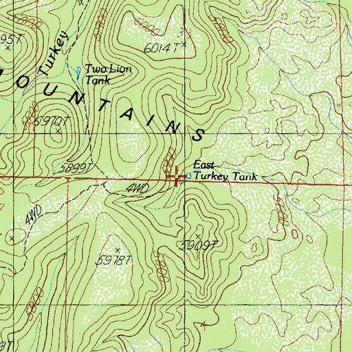 Topographic Map of East Turkey Tank, AZ