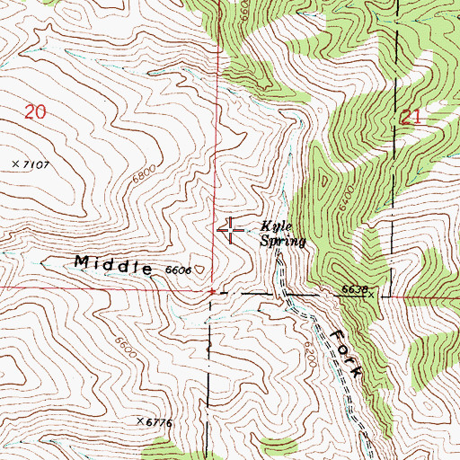 Topographic Map of Kyle Spring, ID